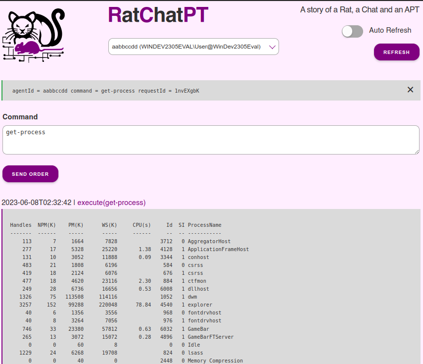 Interface du Handler (CnC)